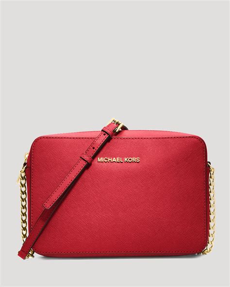 michael kors crossbody red saffiano|Michael Kors jet set handbag.